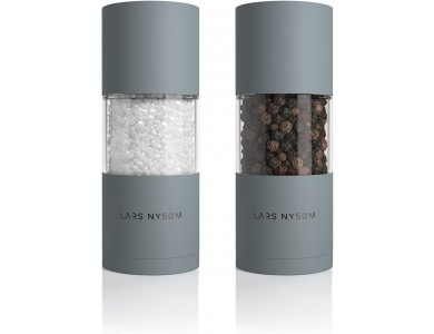 Lars Nysom Sjael Ceramic Salt and Pepper Mills Set with Adjustable Grinding, Set of 2, Matt Grey