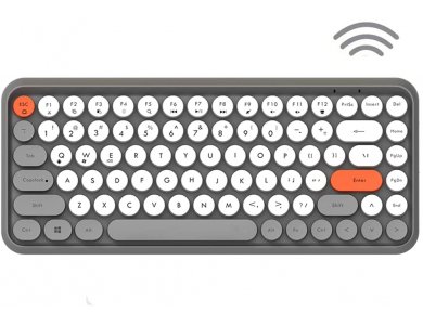 Ajazz 308i Ultra Compact Slim Profile Bluetooth Πληκτρολόγιο Multi-Device, Retro Keyboard με Round Keys, Grey