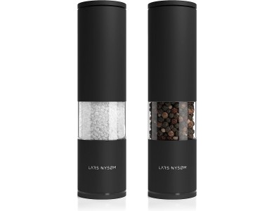 Lars Nysom Lagom Ceramic Salt and Pepper Mills Set with Adjustable Grinding, Set of 2, Onyx Black