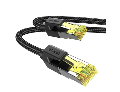 Ugreen F/FTP Cat.7 Καλώδιο Ethernet 3μ. με Νάυλον ύφανση, 10Gbps, 600Mhz, RJ45 Cable Shielded, Μαύρο