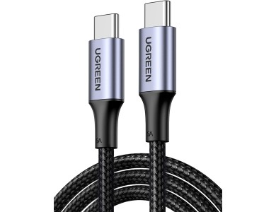 Ugreen USB-C to USB-C Cable 3m with Nylon Weave and Aluminium Connectors, Support PD3.0/QC4.0/FCP & 5A / 100W, Black