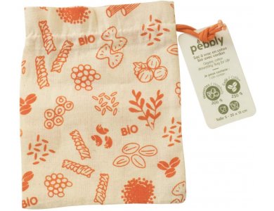Pebbly Organic Cotton Bag, Reusable Organic Cotton Bag 20x15cm, Red