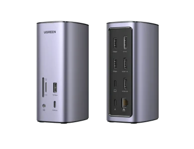 Ugreen 13-in-1 Type-C Hub, Triple Display Docking Station, 8K HDMI, USB-A & USB-C 10Gbps, LAN 1Gbps, Card Reader & PD 100W