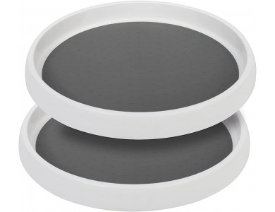 J 2-Pack Spice Rack Lazy Susan Turntable, Rotating Tray / Spice Case, Set of 2 Pcs, 30cm