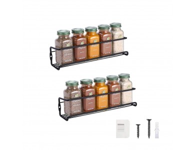 AJ 2-Tier Spice Rack, Ράφι Μπαχαρικών & Βοτάνων, Σετ των 2, Black