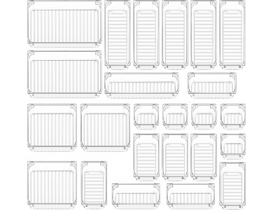 AJ 24-Pack Drawer Organizer System, Drawer Organizers, 24-Pack Set (5 Sizes)