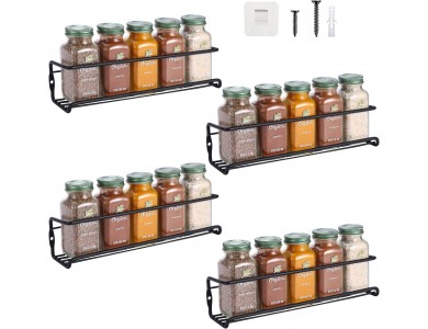 AJ 4-Tier Spice Rack, Ράφι Μπαχαρικών & Βοτάνων, Σετ των 4, Black