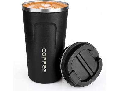 AJ Classico Travel Mug, 510ml Stainless Steel Thermos, Black