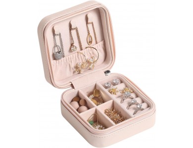 AJ Jewelery Box Case, Jewelery Box & Portable Jewelery Box 10 x 10 x 5cm, Pink