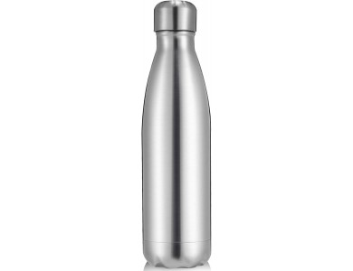 AJ Stainless Steel Water Bottle Double Walled & BPA Free, Stainless Steel Thermos, 1000ml, Silver