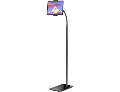 AJ Tablet Floor Stand, Gooseneck Εύκαμπη Βάση/Arm Tablet με Ρυθμιζόμενο Ύψος, Black