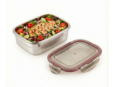 AJ Stainless Steel Airtight Food Container with Plastic Lid, 800ml