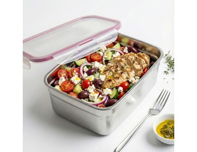 AJ Stainless Steel Airtight Food Container with Plastic Lid, 2100ml