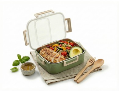 AJ Lunch Box, Ισοθερμικό Inox Δοχείο Φαγητού από Ανοξείδωτο Χάλυβα, 18x12.5x7.5cm, Khaki