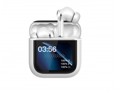 AKAI BTE-J600W Ασύρματα Ακουστικά Bluetooth 6.0 με ANC/ENC, 4 Μικρόφωνα & Θήκη με Οθόνη 2.01" & Touch Control, White