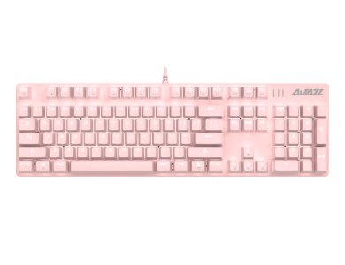 Ajazz Robocop Wired Mechanical LED Keyboard, Brown switches with Multimedia and Macro Keys & Aluminum Panel, Pink