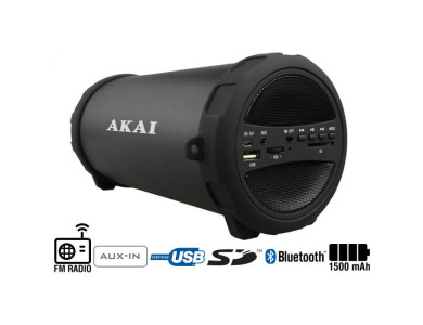 Akai ABTS-11B Φορητό Bluetooth Ηχείο 10W με FM Radio, Θύρα USB Micro SD & Είσοδο Aux, Mαύρο