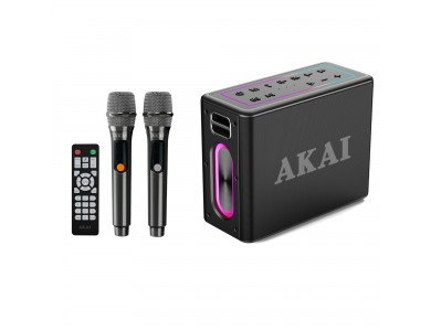 Akai ABTSW-120 Αδιάβροχο Φορητό Ηχείο Bluetooth 5.3 με 2 Ασύρματα Μικρόφωνα, TWS, 80W