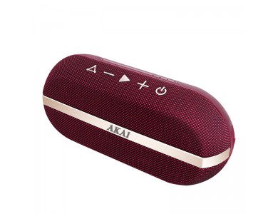 Akai ABTSW-30R Portable IPX7 Waterproof 20W RMS Bluetooth Speaker, with Fabric, AWS, TWS & Up to 15 Hours Battery - Red