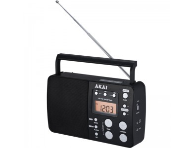 Akai APR-200 Φορητό Ραδιόφωνο Παγκόσμιας Λήψης, Digital με Aux-In & Έξοδο ακουστικών, Ρεύματος / Μπαταρίας, Μαύρο