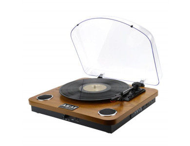 Akai ATT-11BTN Wooden Pick-up for Vinyl Records, with Built-in Speakers, Bluetooth 5.0, RCA Out & Micro SD + USB Port