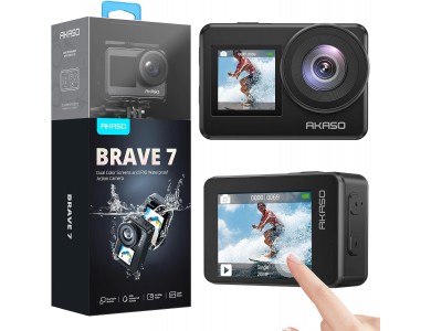 Akaso Brave 7 4K IPX8 Waterproof Sport Action Camera with EIS 2.0 & Voice Control, Gray