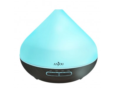 Anjou AJ-AD001 300ml, Oil Diffuser Aromatherapy Device, Adjustable 7 Color, Timer & Auto Shut-Off, Dark Grain