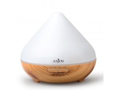 Anjou AJ-AD001 300ml, Oil Diffuser Aromatherapy Device, Adjustable 7 Color, Timer & Auto Shut-Off, Light Grain