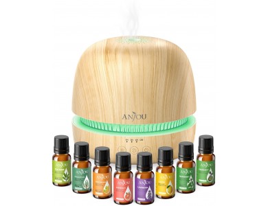 Anjou AJ-PCN082 Oil Diffuser Aromatherapy Device Set with 8 Essential Oils, Adjustable 7 Color, Timer & Auto Shut-Off
