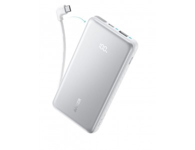 Anker Zolo Power Bank 10.000mAh, 22.5W, με Θύρες USB-A, USB-C & Ενσωματωμένο Καλώδιο USB-C, White