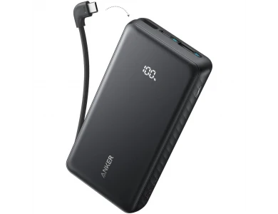Anker Zolo Power Bank 20.000mAh, 22.5W, με Θύρες USB-A, USB-C & Ενσωματωμένο Καλώδιο USB-C, Black