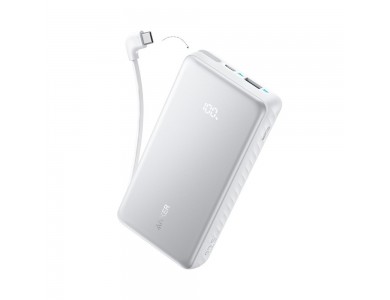 Anker Zolo Power Bank 20.000mAh, 22.5W, με Θύρες USB-A, USB-C & Ενσωματωμένο Καλώδιο USB-C, White