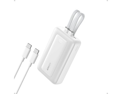 Anker Zolo Power Bank 20.000mAh, 30W, με Θύρες USB-A, USB-C & 2 Ενσωματωμένα Καλώδια USB-C & Lightning, White