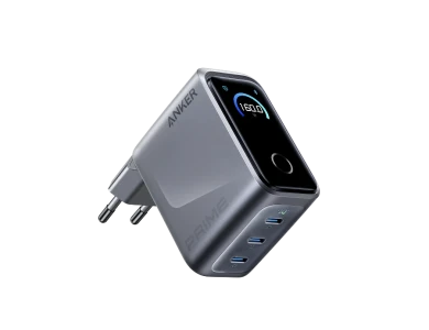 Anker Φορτιστής πρίζας 3-θυρών 160W Type-C με Smart Display, Dark Grey