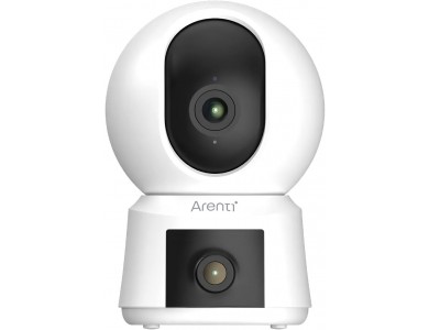 Arenti P3TT 2K Dual Lens Camera 3MP, 360° Pan & Tilt, Wi-Fi 6, 2-Way Audio & Auto Tracking, White