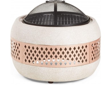 BTFY Round MgO Fire Pit, Επιτραπέζιο Τζάκι Εξωτερικού Χώρου, Διαμέτρου 60cm