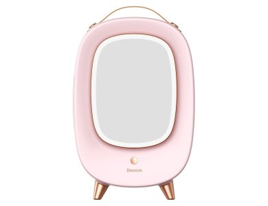 Baseus Beauty Mini Fridge 13L, mini portable cooler with front mirror, Pink