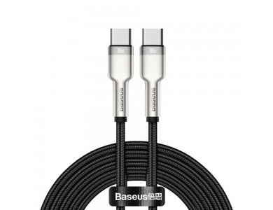 Baseus Cafule Metal Καλώδιο USB-C σε USB-C 5Α / 100W, 2μ. με Νάυλον Ύφανση, Black / Grey