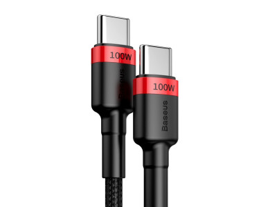 Baseus Cafule USB-C to USB-C Cable 2m. with Nylon Braded and Support PD3.0/QC4.0/FCP & 5A / 100W,  Black
