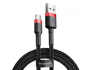Baseus Cafule Καλώδιο USB-C σε USB 2.0 2Α, 2μ. με Νάυλον Ύφανση - Μαύρο & Κόκκινο