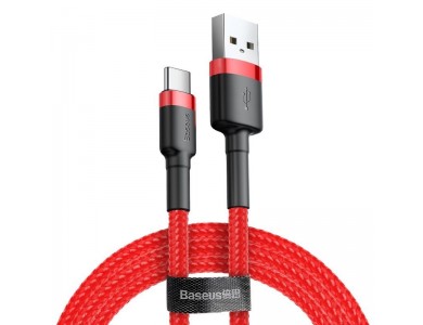 Baseus Cafule Καλώδιο USB-C σε USB 2.0 3Α, 2μ. με Νάυλον Ύφανση, Κόκκινο / Μαύρο