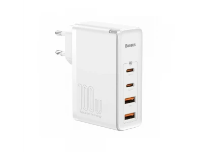 Baseus GaN2 Pro Φορτιστής Πρίζας 100W, PD3.0, QC3.0, SCP, PPS με 2xUSB-C & 2xUSB-A, White