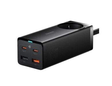 Baseus GaN3 Pro Βάση Φόρτισης 65W, με AC Πρίζα + 2x USB-C PD + 2x USB-A (15W+60W) με Καλώδιο TYPE-C 1μ. + Καλώδιο Ρεύματος 1.5m