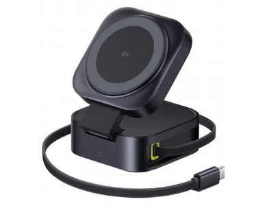 Baseus PicoGo 2-in-1 Qi2 15W + PD 67W Ασύρματος Μαγνητικός Φορτιστής MagSafe για iPhone, AirPods & Laptop, Black
