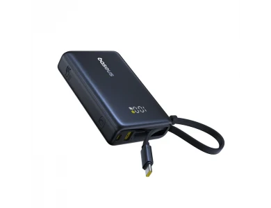 Baseus PicoGo Power Bank 10.000mAh με 45W Power Delivery, με Digital Display & Ενσωματωμένο Καλώδιο USB-C, Black
