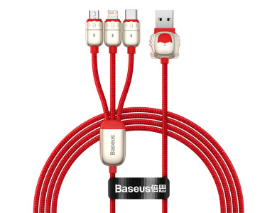 Baseus Year of the Tiger 3-in-1 Lightning/Type C/Micro USB Καλώδιο, 1.2μ., Κόκκινο