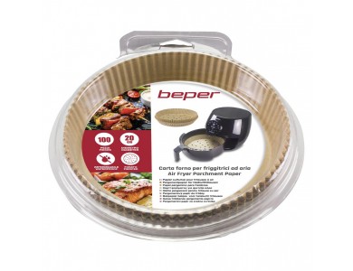 Beper Αντικολλητικά χαρτιά ψησίματος για Air Fryer 20cm, Διάτρητα, Σετ των 100τμχ