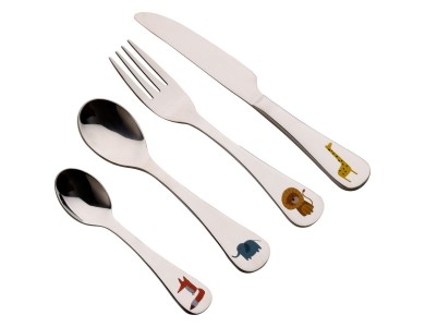 Bergner Safari Children's Cutlery Set Stainless Steel Cutlery Set in Silver, 4pcs