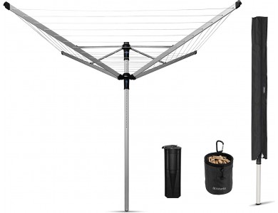 Brabantia Lift-O-Matic Rotary Dryer Advance 50 Meters, Outdoor, with Adjustable Height, Metallic Grey
