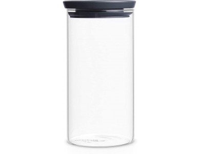 Brabantia Glass Stackable Jar, Glass Food Container for Airtight Storage, 1.1L
